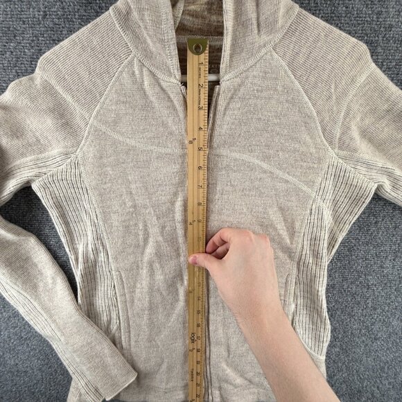 Mountain Hardwear Jacket Women Beige Full Zip Hooded Medium Wool Blend Pockets - Picture 4 of 13
